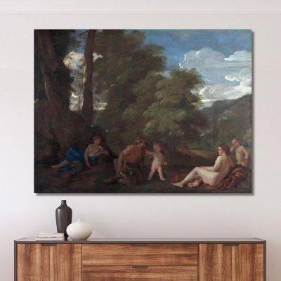 Nymphs And A Satyr: Amor Vincit Omnia Nicolas Poussin nps20 canvas print 