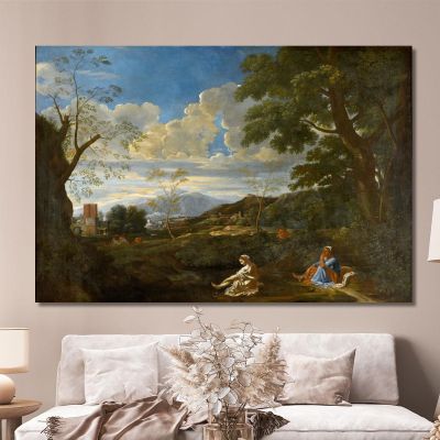 Landscape With A Woman Washing Her Feet Nicolas Poussin nps23 canvas print 
