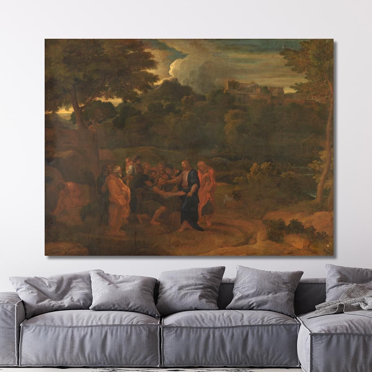 The Healing Of The Two Blind Men At Jericho Nicolas Poussin nps39 canvas print 