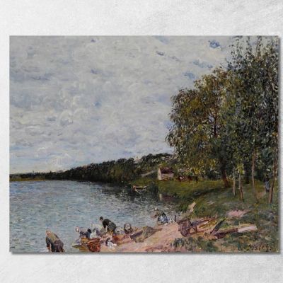 Lavandières Près De Champagne Alfred Sisley asi38 canvas print 