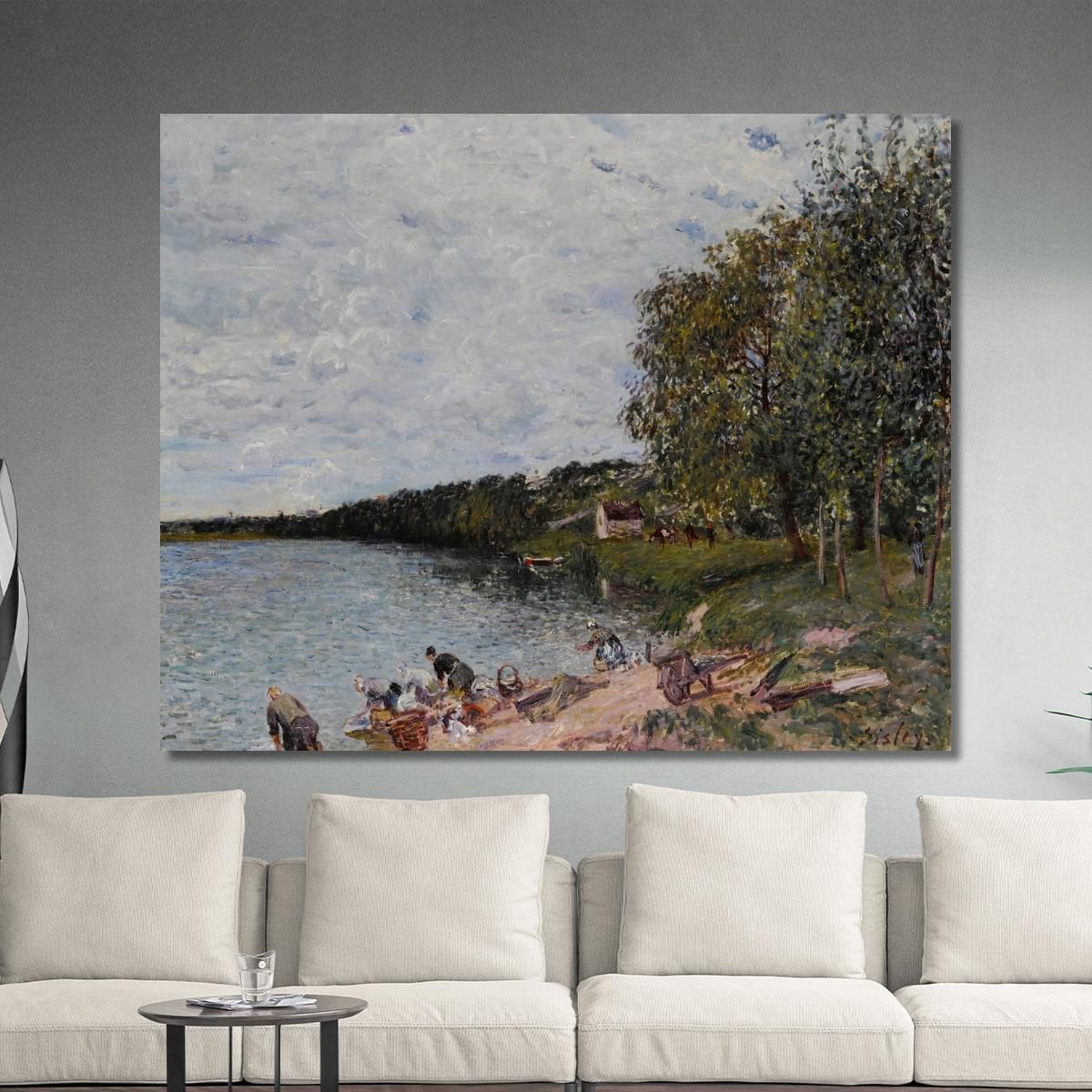 Lavandières Près De Champagne Alfred Sisley asi38 canvas print 