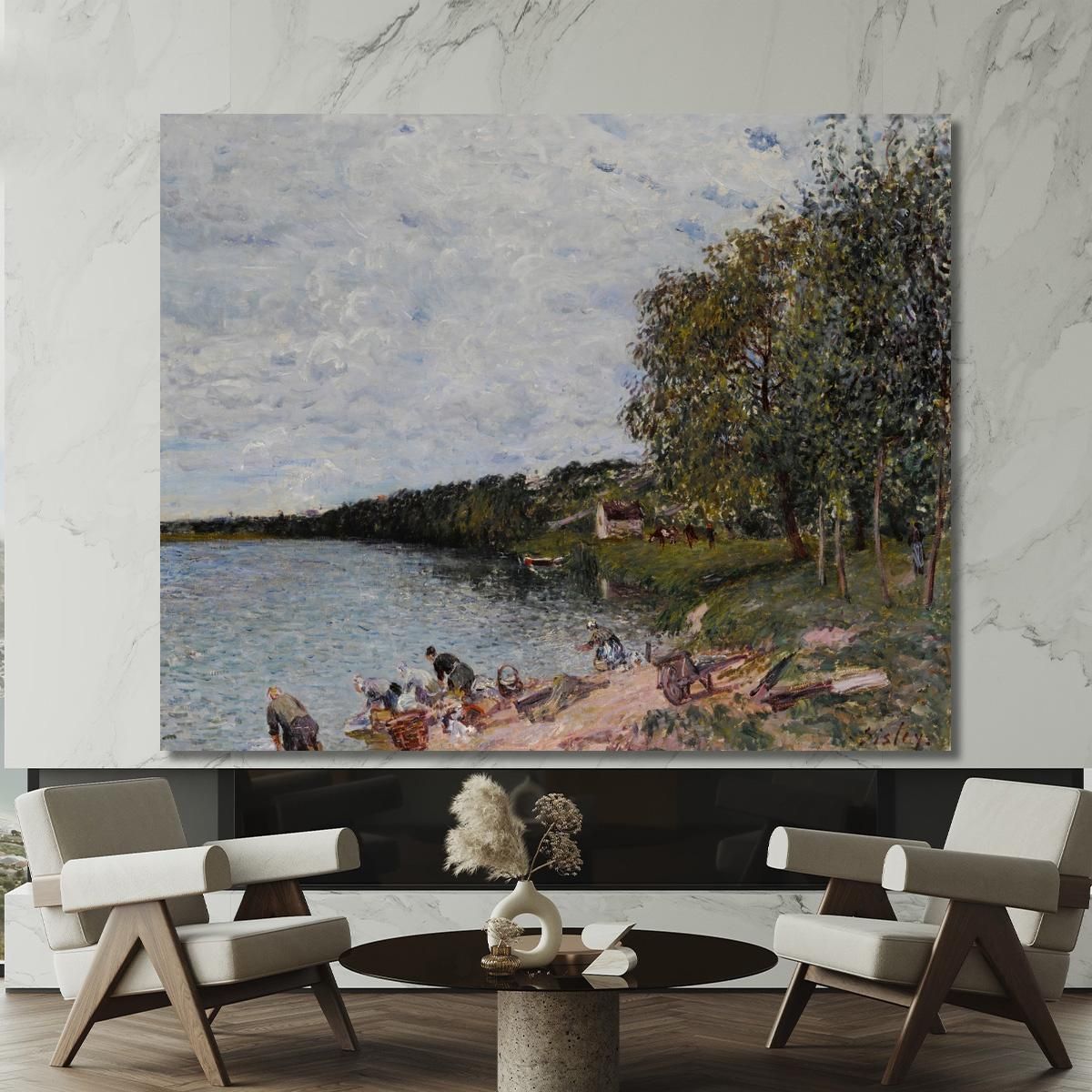 Lavandières Près De Champagne Alfred Sisley asi38 canvas print 