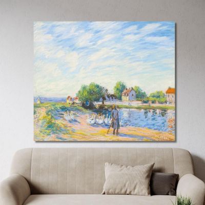 Les Oies À Saint-Mammès Alfred Sisley asi49 canvas print 