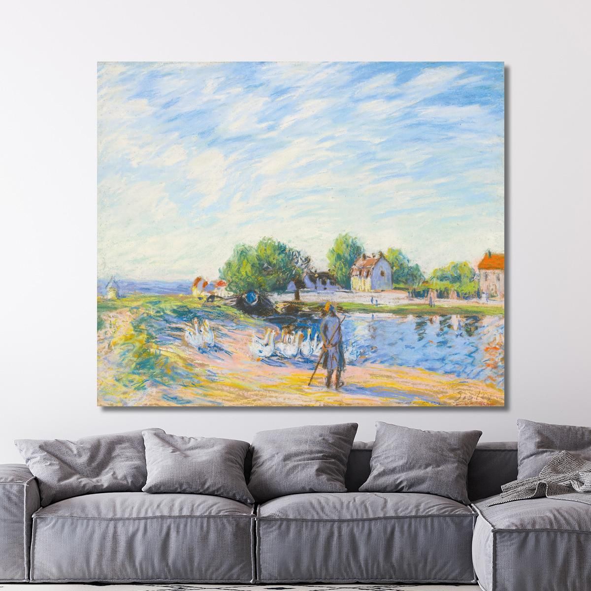 Les Oies À Saint-Mammès Alfred Sisley asi49 canvas print 