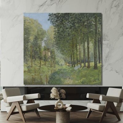 Rest Along The Stream: Edge Of The Wood Alfred Sisley asi65 canvas print 