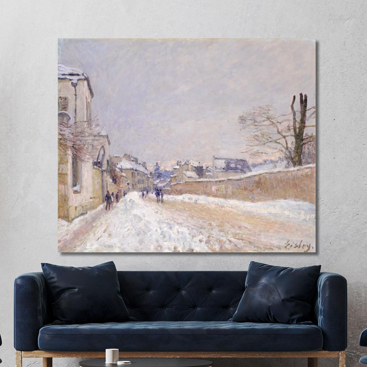 Rue Eugène Moussoir At Moret: Winter Alfred Sisley asi67 canvas print 