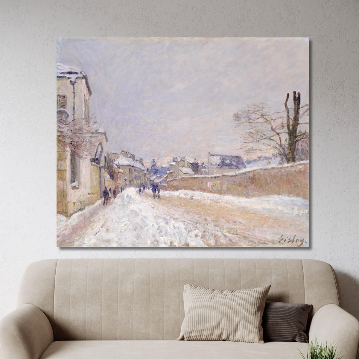 Rue Eugène Moussoir At Moret: Winter Alfred Sisley asi67 canvas print 