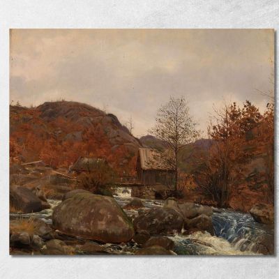 Mill At Frostestad Near Mandal Amaldus Nielsen ani159 canvas print 