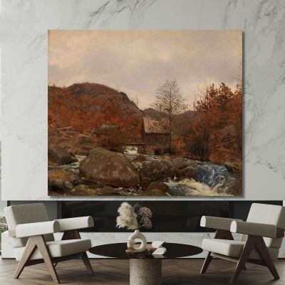 Mill At Frostestad Near Mandal Amaldus Nielsen ani159 canvas print 