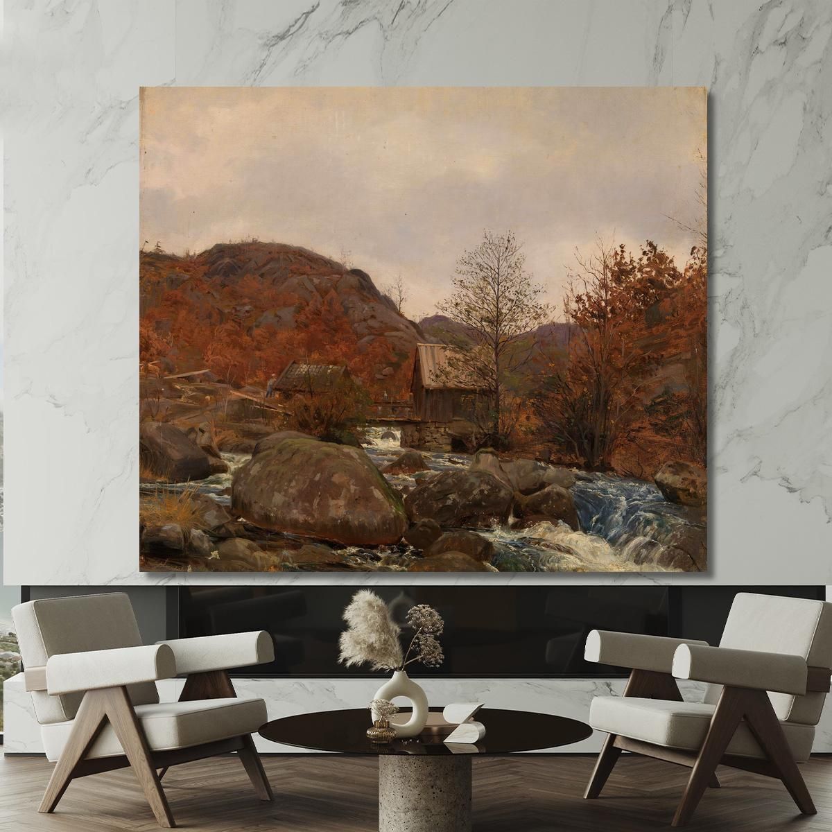 Mill At Frostestad Near Mandal Amaldus Nielsen ani159 canvas print 