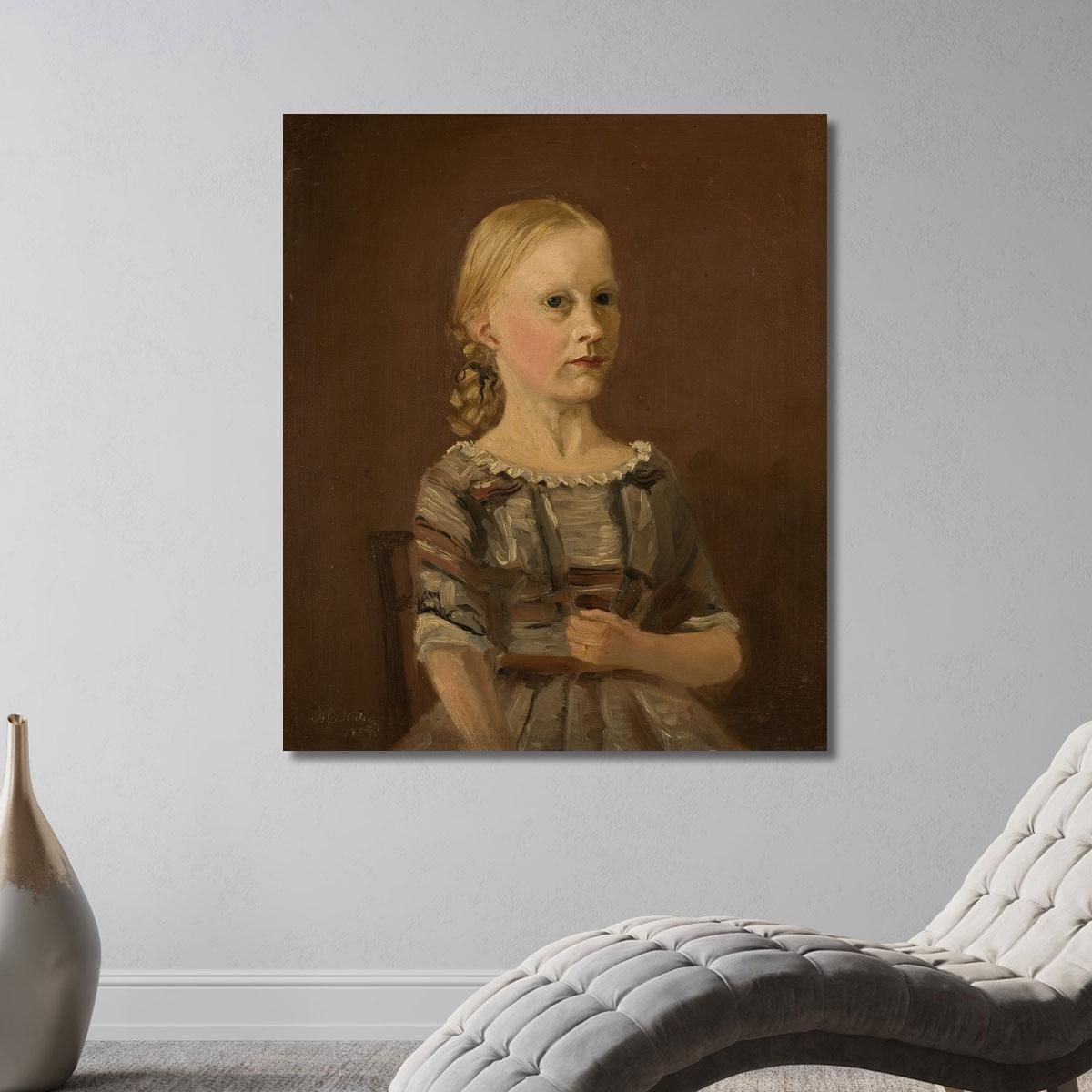 Portrait Of The Artist'S Cousin Mrs. Caterine Kamstrup 12 Years Old Amaldus Nielsen ani177 canvas print 