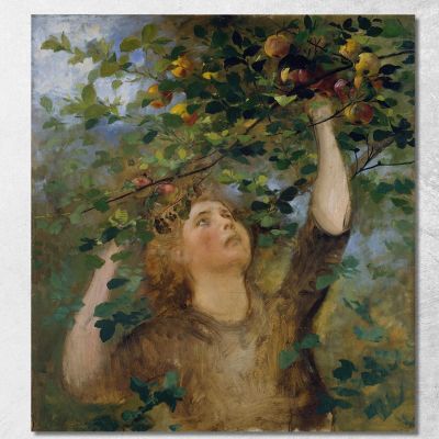 Girl Picking Apples Anton Romako arm5 canvas print 