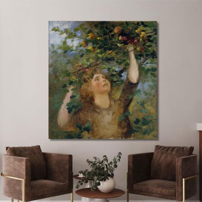 Girl Picking Apples Anton Romako arm5 canvas print 