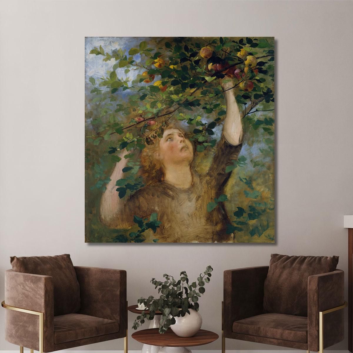 Girl Picking Apples Anton Romako arm5 canvas print 