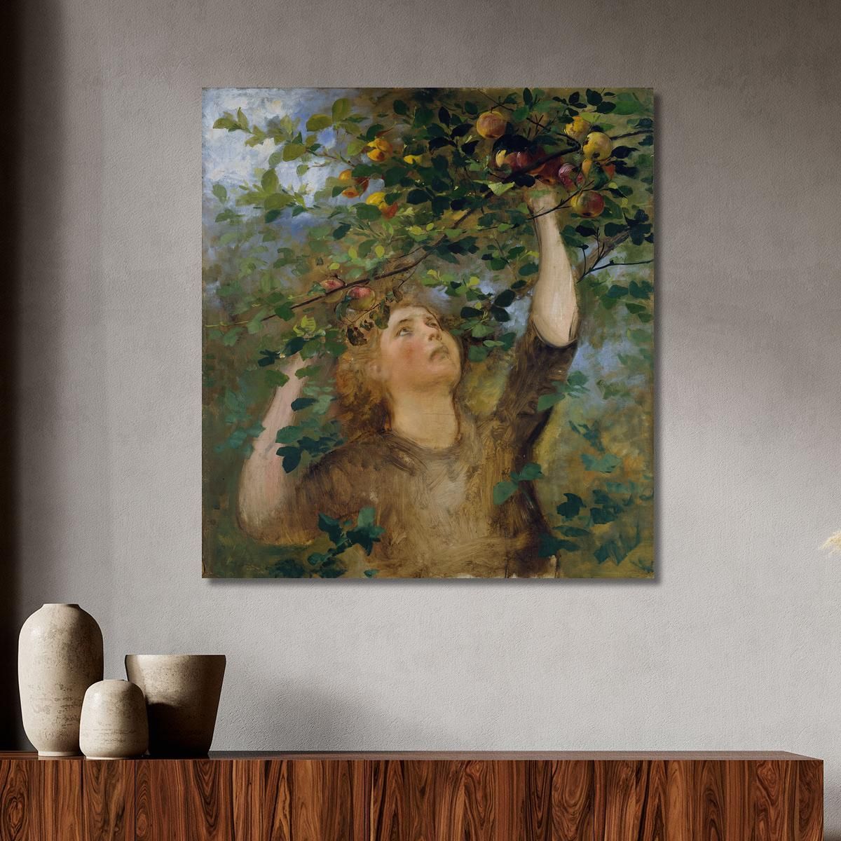 Girl Picking Apples Anton Romako arm5 canvas print 