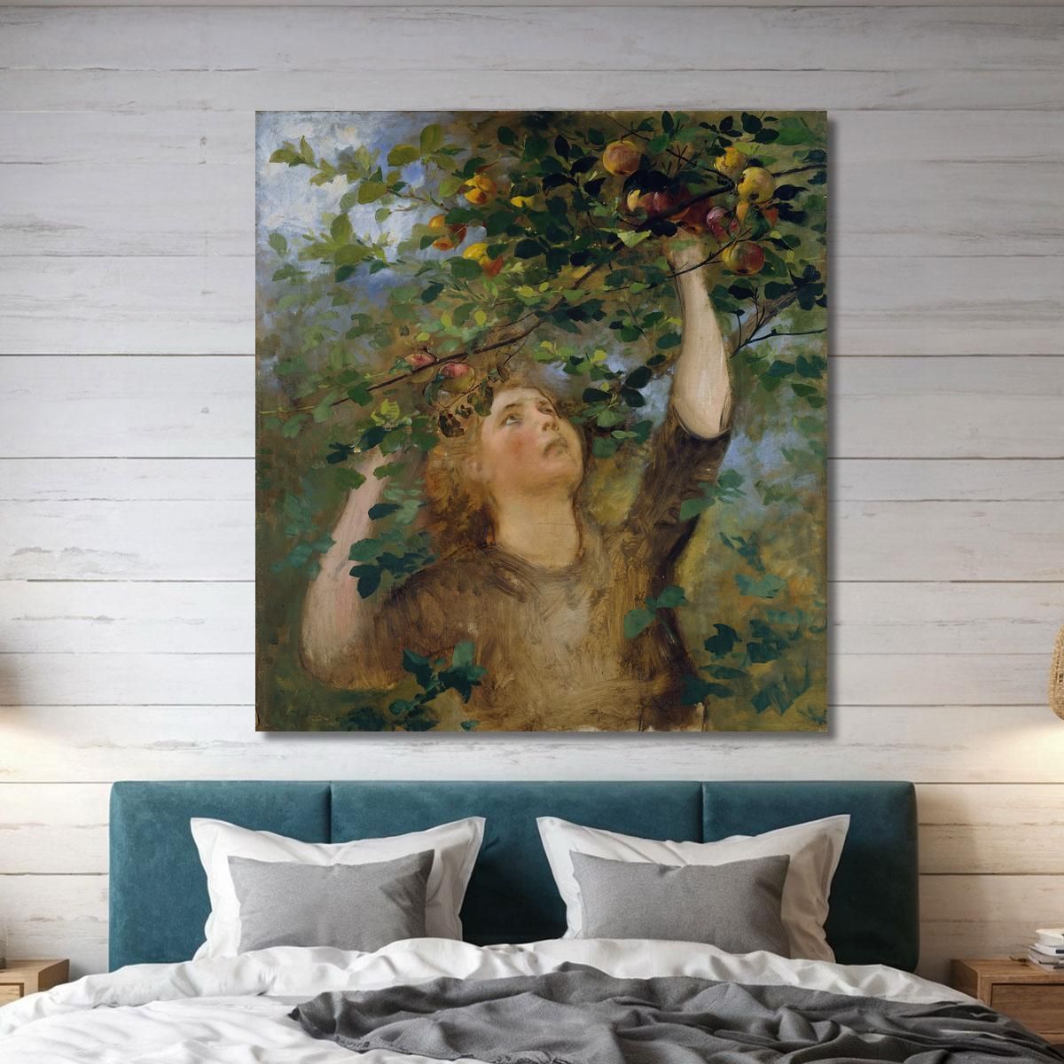 Girl Picking Apples Anton Romako arm5 canvas print 
