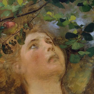 Girl Picking Apples Anton Romako arm5 canvas print
