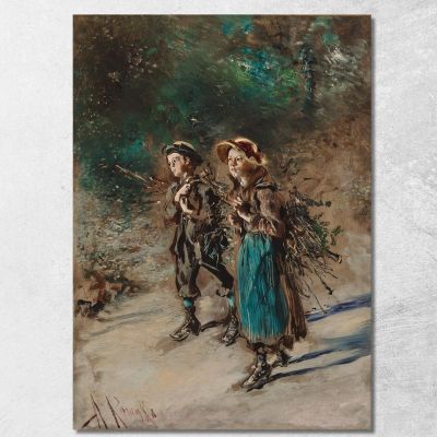 Children With Brushwood Anton Romako arm11 canvas print 