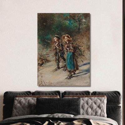 Children With Brushwood Anton Romako arm11 canvas print 