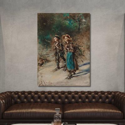 Children With Brushwood Anton Romako arm11 canvas print 