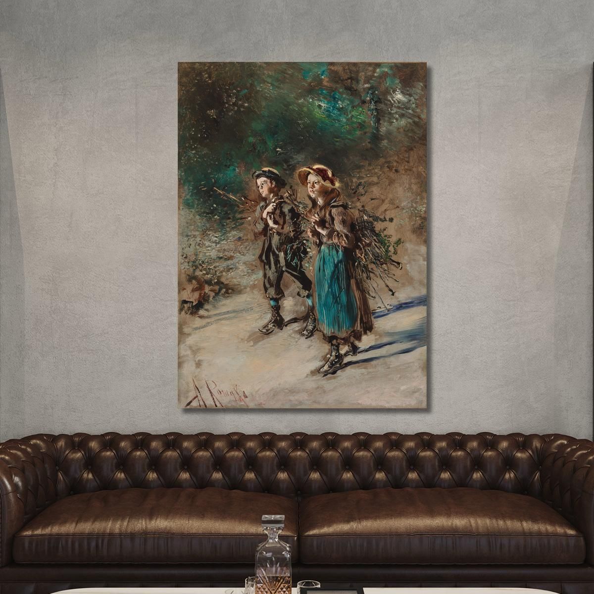 Children With Brushwood Anton Romako arm11 canvas print 
