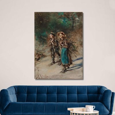 Children With Brushwood Anton Romako arm11 canvas print 