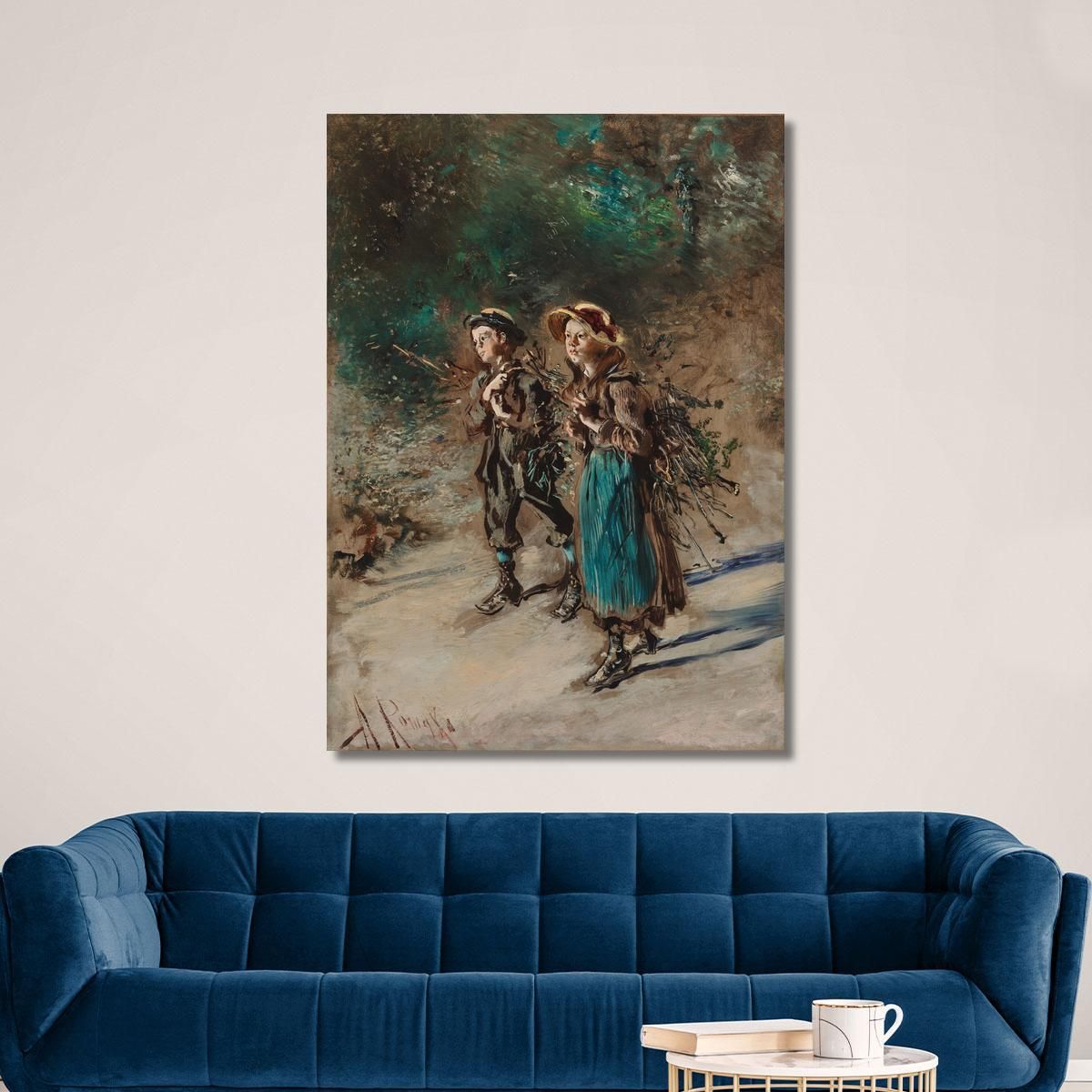 Children With Brushwood Anton Romako arm11 canvas print 