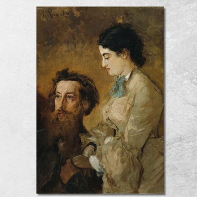 The Sculptor Reinhold Begas With His Wife Margarethe Anton Romako arm16 canvas print 
