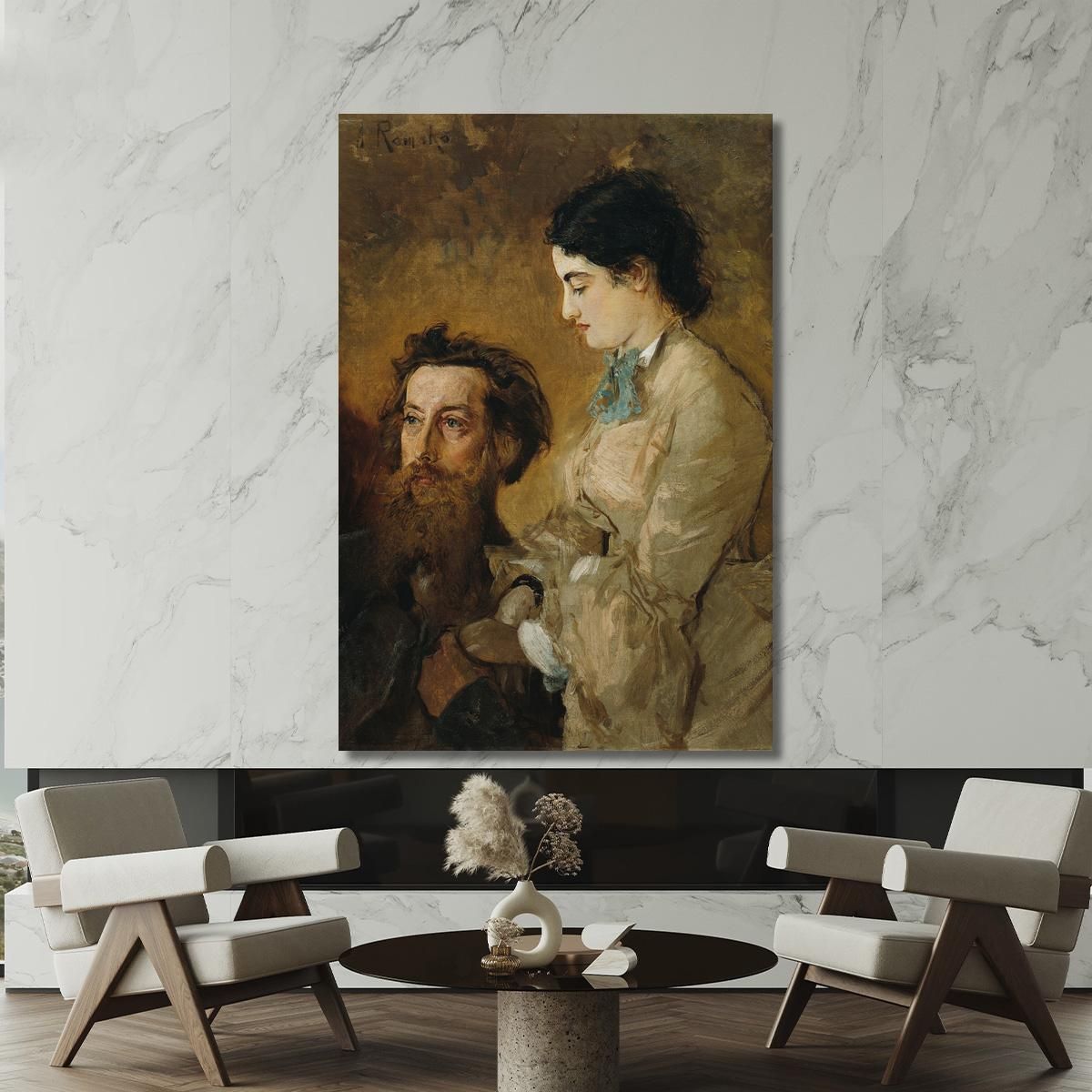 The Sculptor Reinhold Begas With His Wife Margarethe Anton Romako arm16 canvas print 