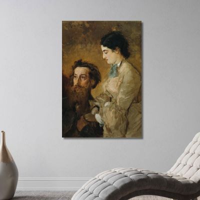 The Sculptor Reinhold Begas With His Wife Margarethe Anton Romako arm16 canvas print 