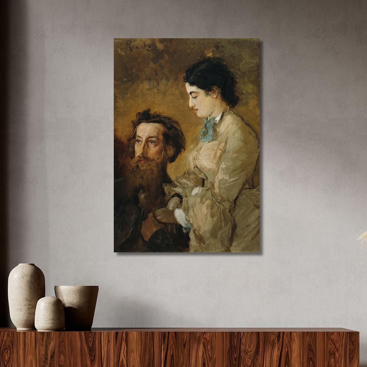 The Sculptor Reinhold Begas With His Wife Margarethe Anton Romako arm16 canvas print 