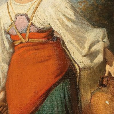 Italian Woman With Child At The Fountain Anton Romako arm30 canvas print