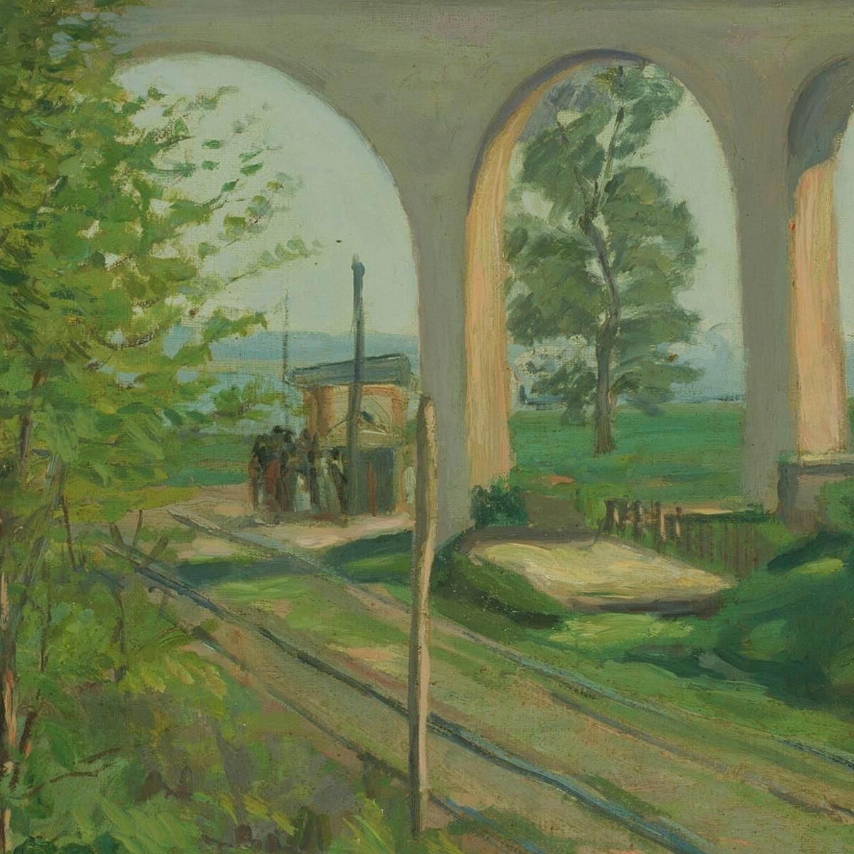 The Arcueil Aqueduct At Sceaux Railroad Crossing Armand Guillaumin agl89 canvas print