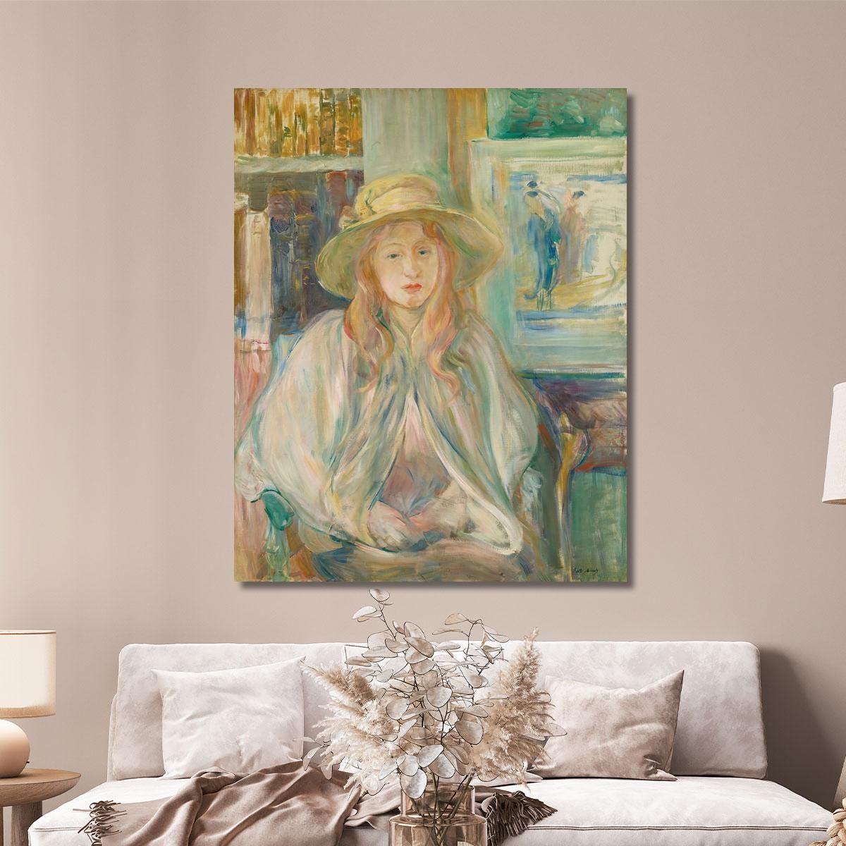 Little Girl With A Straw Hat Berthe Morisot bmr11 canvas print 