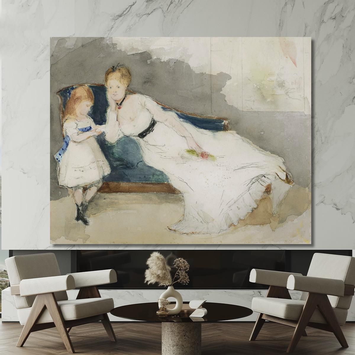 Mme Gobillard And Her Daughter Paule Berthe Morisot bmr23 canvas print 