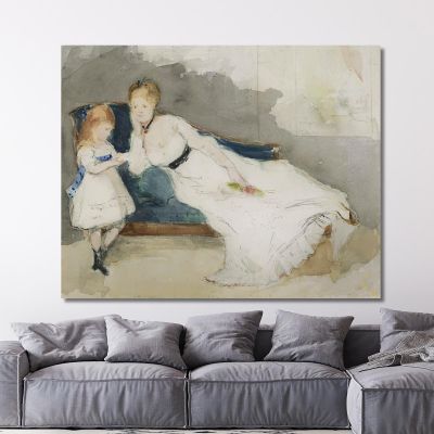 Mme Gobillard And Her Daughter Paule Berthe Morisot bmr23 canvas print 