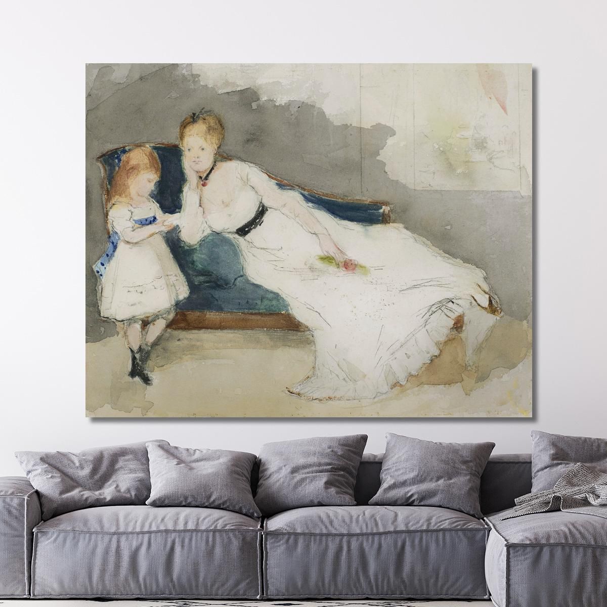 Mme Gobillard And Her Daughter Paule Berthe Morisot bmr23 canvas print 