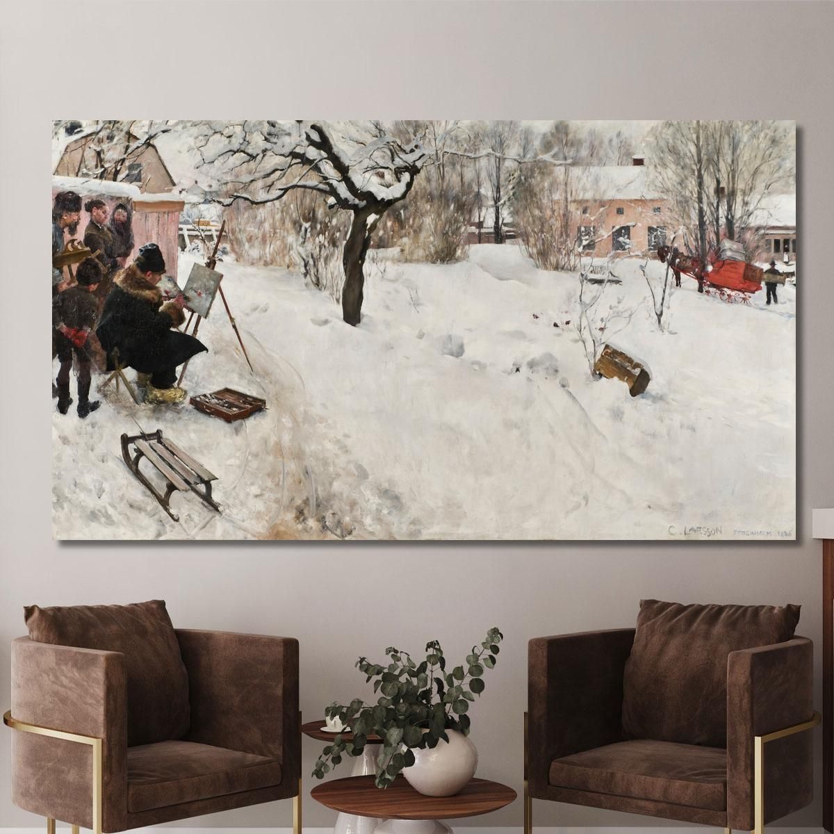 Open-Air Painter - Winter Motif From Åsögatan 145 Stockholm Carl Larsson clr41 canvas print 