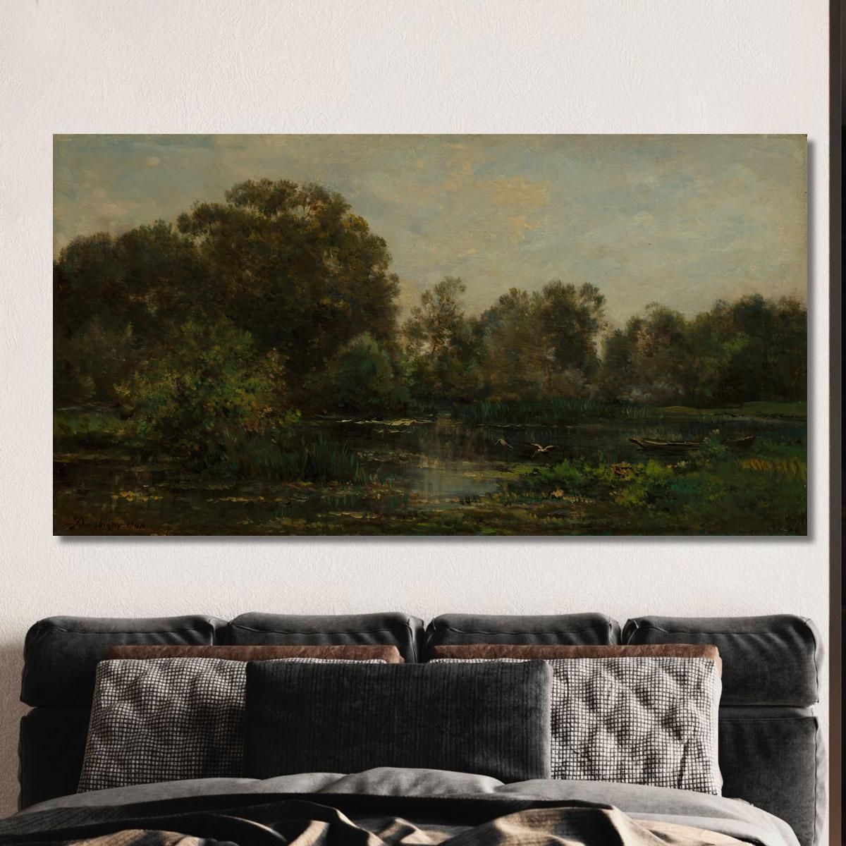 A River Landscape With Storks Charles François Daubigny cfd3 canvas print 