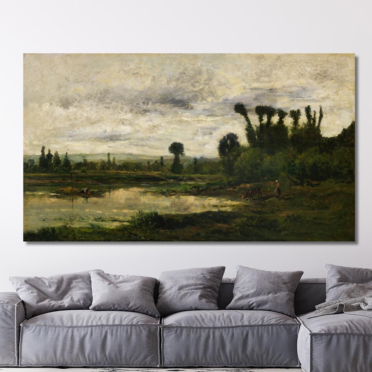 Banks Of The Oise During A Storm Charles François Daubigny cfd13 canvas print 