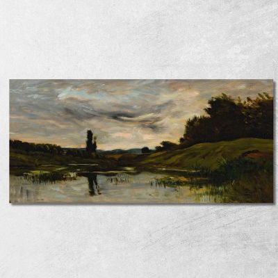 Sunset Over The River Charles François Daubigny cfd20 canvas print 