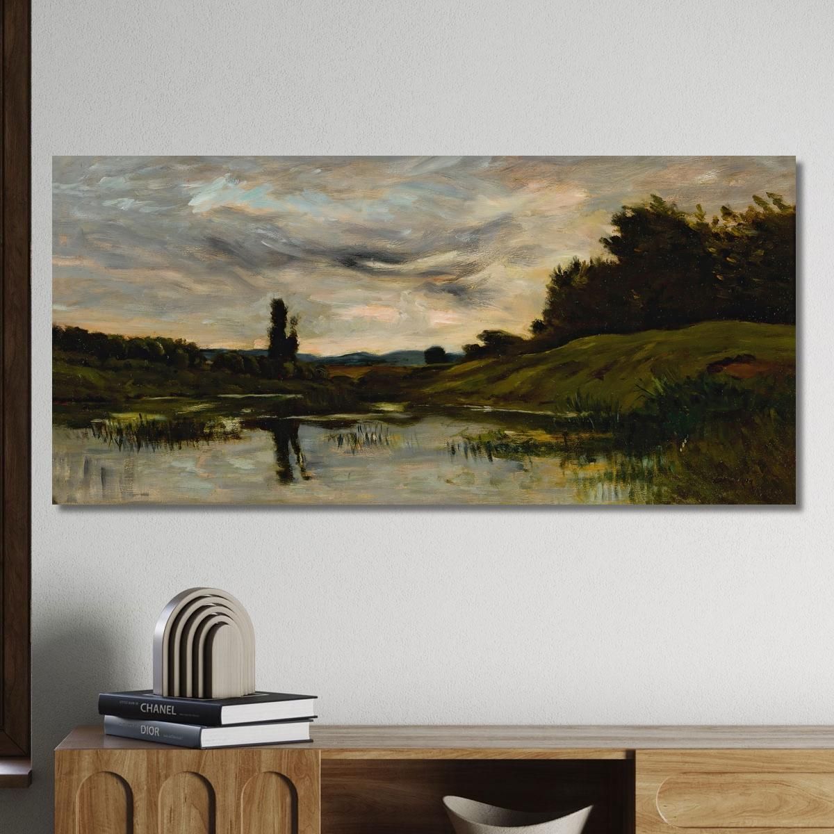 Sunset Over The River Charles François Daubigny cfd20 canvas print 