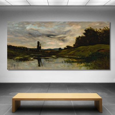 Sunset Over The River Charles François Daubigny cfd20 canvas print 