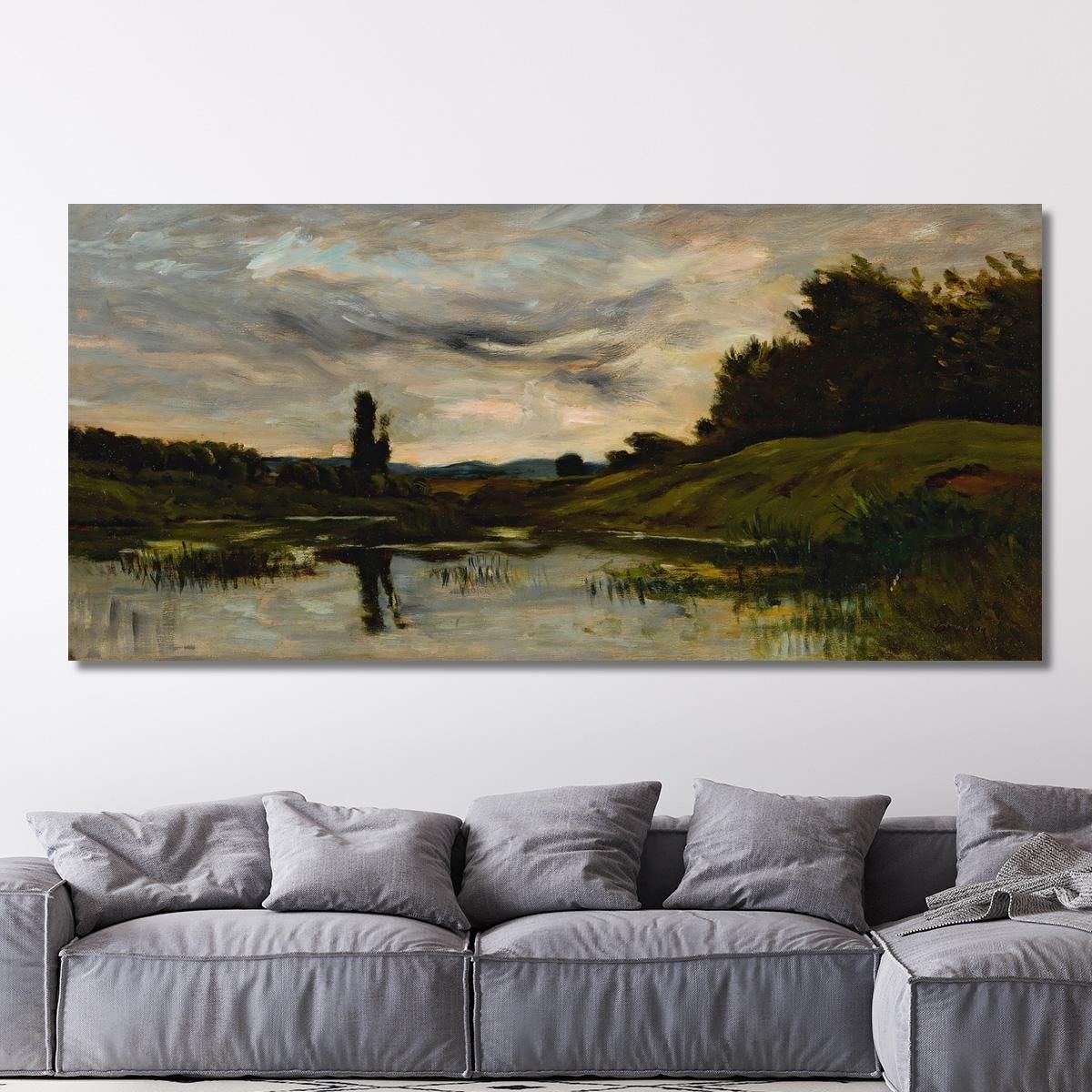 Sunset Over The River Charles François Daubigny cfd20 canvas print 