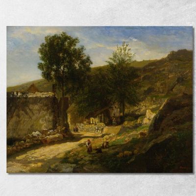 Entrance To The Village Charles François Daubigny cfd23 canvas print 