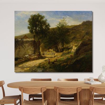 Entrance To The Village Charles François Daubigny cfd23 canvas print 