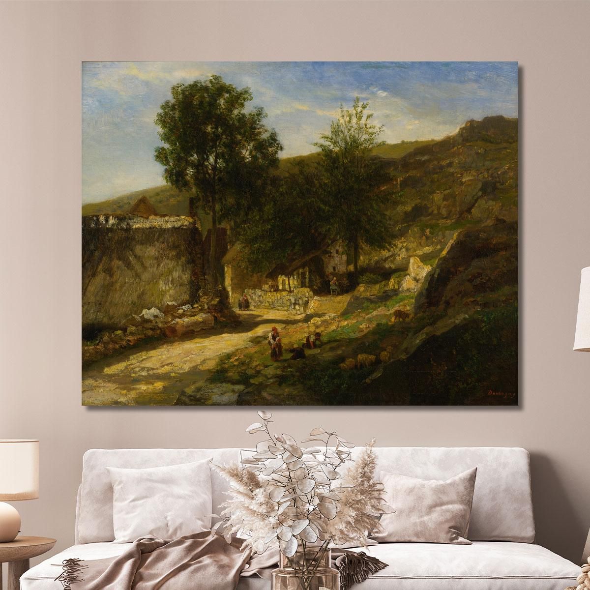 Entrance To The Village Charles François Daubigny cfd23 canvas print 