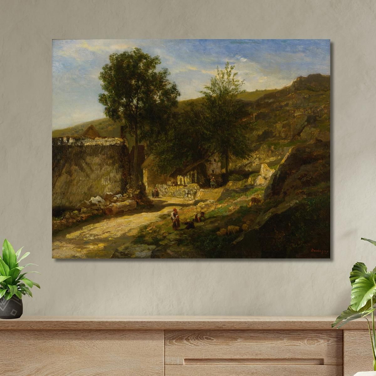 Entrance To The Village Charles François Daubigny cfd23 canvas print 