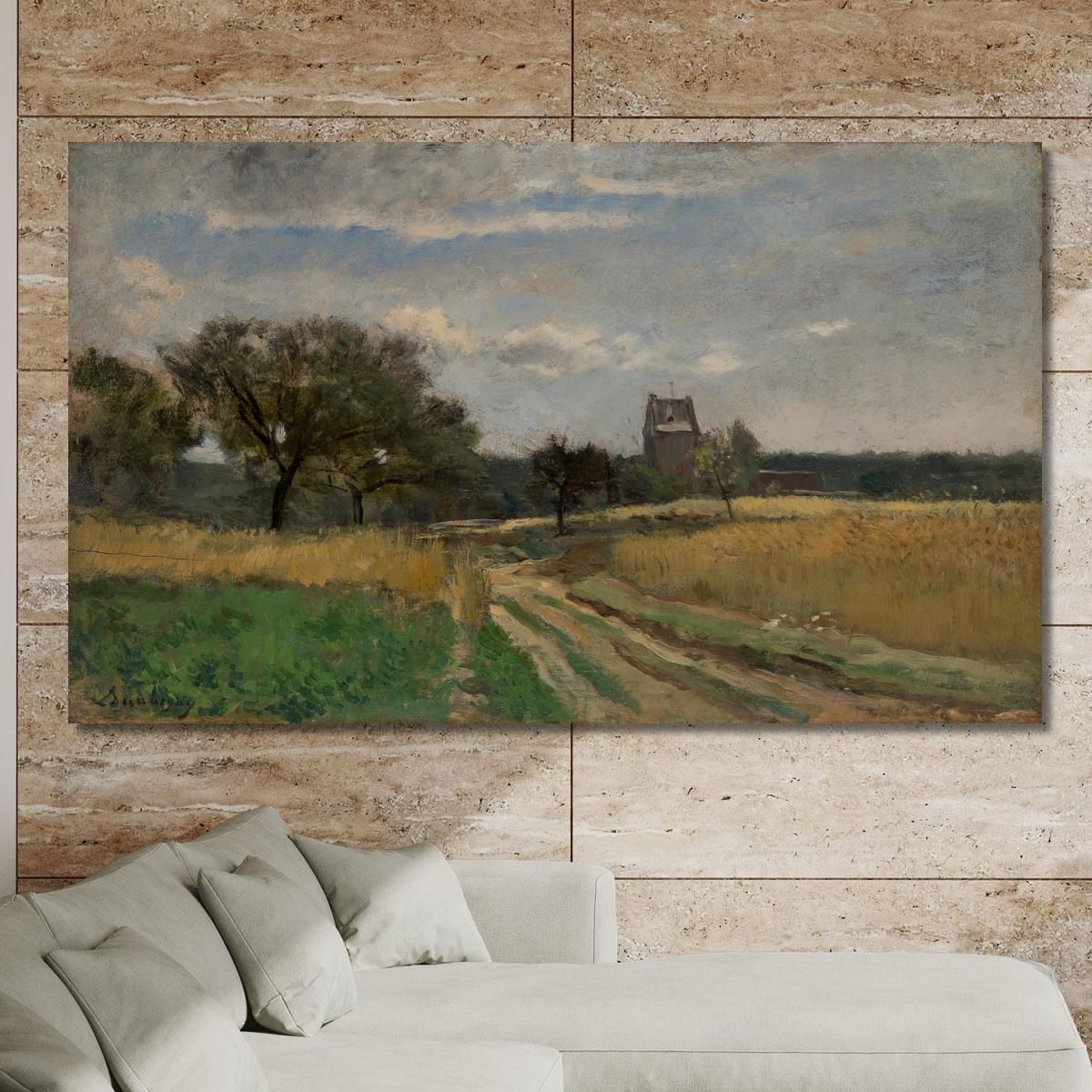 Landscape Along A Country Road Charles François Daubigny cfd33 canvas print 