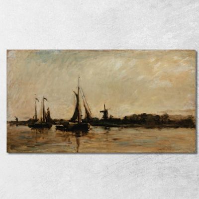 Landscape With A Canal In Holland Charles François Daubigny cfd37 canvas print 